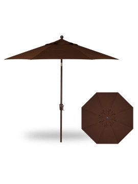 9' Push Button Tilt Umbrella - Champagne / Chocolate